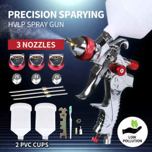 Spray Gun Paint Gun Kit HVLP Gravity Feed Air 3 Nozzles 1.4mm 1.7mm