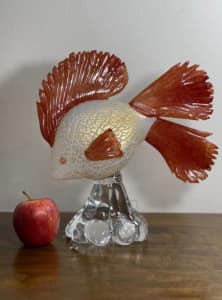 Vintage Murano Formia large art glass crustal angel fish. Beautiful co