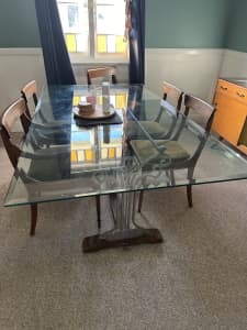 Glass dining table & chairs