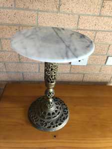 Vintage Round Marble top with Brass Base Side Table