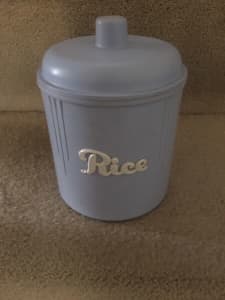 Vintage retro eon blue rice canister