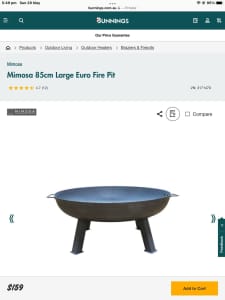 Mimosa 85cm Large Euro Fire pit price is not negotiable 
