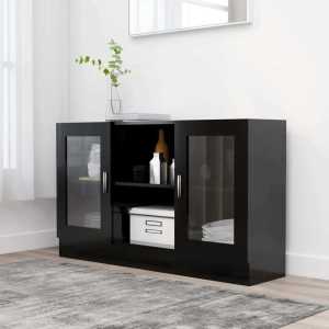 Vitrine Cabinet Black 120x30.5x70 cm Engineered Wood...
