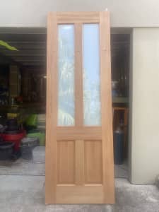 Timber door solid with glass panels