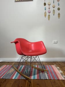 Raspberry Eiffel Eames style rocking chair