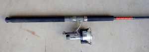 Abu 1205 spin Reel with Abu 1.9m Muscle Tip Fishing Rod vintage