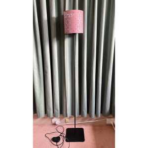 IKEA GRUNDTON Floor Lamp with Pink Floral Laser Cut Drum Shade