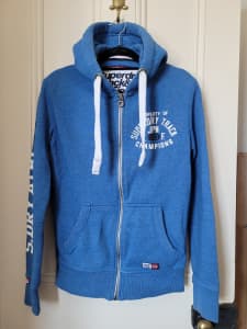 Superdry Men Blue Trackster Full Zip Hoodie Jacket Sweatshirt Size S -