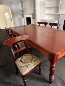 Australian reclaimed cedar antique dining table and chairs