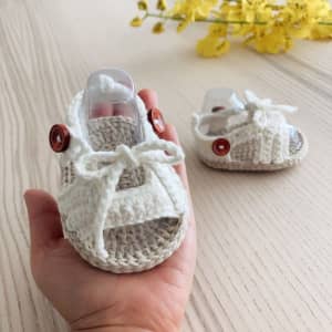 Crochet Baby Booties Baby Sandals Newborn Gift Baby Shower Gift (60)