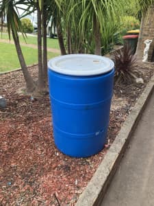 Blue bin for storage or garden