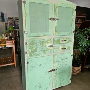 Restored and revamped vintage kitchen hutch 