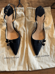 Louis Vuitton Damier Azure Palm Beach Open Toe Peep Toe Pumps Size 39 1/2