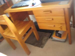 Solid Pine Wood Desk and Firm Chair