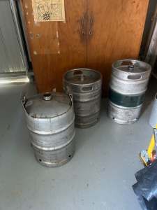 3 stainless steel beer kegs