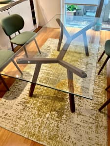 Sean Dix Forte glass and walnut dining table