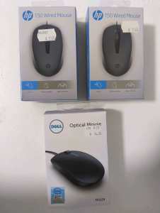3 pieces mouse, HP 150 and Dell MS116 optical wired mouse