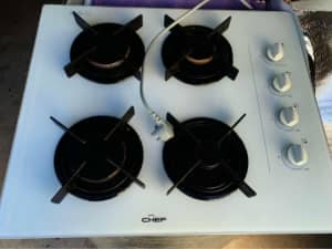 Natural gas cook top, white ceramic in good condition.CHEF