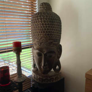Carved timber Buddha Head