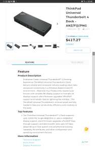 Lenovo Thunderbolt 4 Dock 40B00135AU Brand New in Box