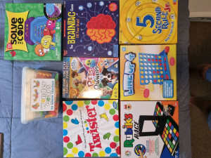 Board games and books in very good used condition.