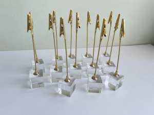 Wedding Table Number Holders Gold & Glass Paper Card Holders
