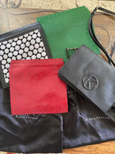Klara Forrest genuine black leather travel handbag with three fronts