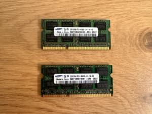 Samsung 2 x 2GB DDR3 Laptop Memory SODIMM PC3-8500S DDR3-1066
