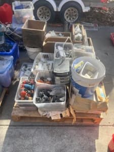 Builders Garage Sale - tools, materials and assorted fasteners.