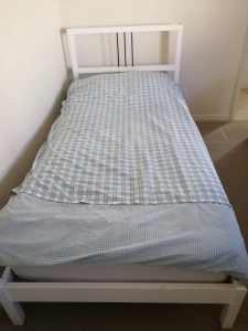 Solid Wood Single Bed and Mattress