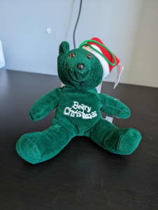 Green Christmas bear soft plush toy