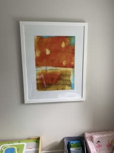 Print , white frame, abstract subject