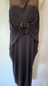 SCANLAN THEODORE black stretch rose motif dress M/L designer