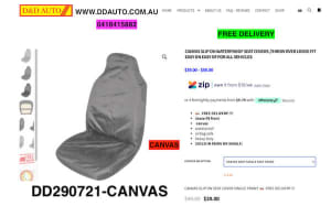 CANVAS SLIP ON WATERPROOF SEAT COVERS ,THROW OVER LOOSE FIT EASY ON EA