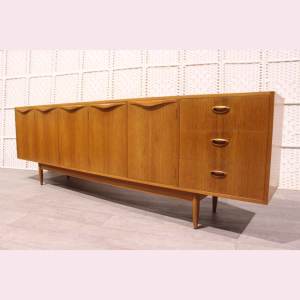 1960s CHISWELL LONG SIDEBOARD Mid Century Wave Handle Retro Vintage