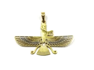 18ct Two Tone Gold Zoroastrian Faravahar Pendant 016800127940
