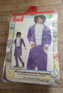 Adults Purple Prince Costume. Size XL Brand New