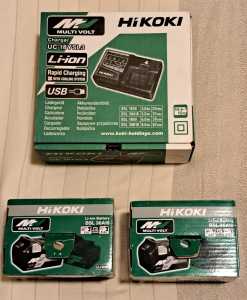 Never used Hikoki charger UC 18YSL3 2 batteries BSL 36A18