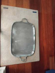 SILVER PLATED TRAY WITH HANDLES