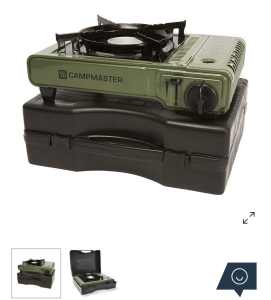 Campmaster portable gas stove and three gas canisters