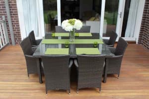WICKER DINING SETTING, SQUARE 8 SEATER, EUROPEAN STYLED,BRAND NEW