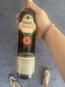 Vintage 1973 Black Tower White Wine Bottle (empty)