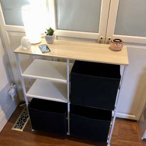 Scandi Style Multifunctional Storage Shelf & 3 Fabric Drawer Unit