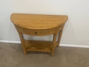 Whitewashed oak side table half round 96cm length