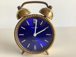 Vintage Europa 2 Jewels Brass Alarm Clock