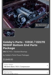 Golebys 1JZ-GTE bottomend 900hp engine package