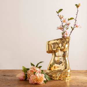 CLEARANCE! Brand New SELETTI Gold Ceramic Milo Flower Pot Vase