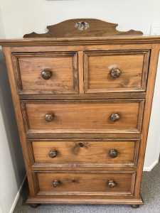 Wanted: Solid pine classic country tall boy chest drawers PLUS bedside table