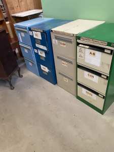 Office supplies. File cabinets and desks