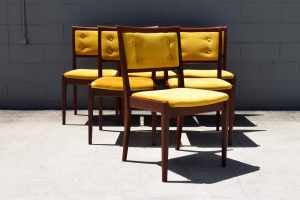 Six Parker Button Back Dining Chairs (Circa 1970s)